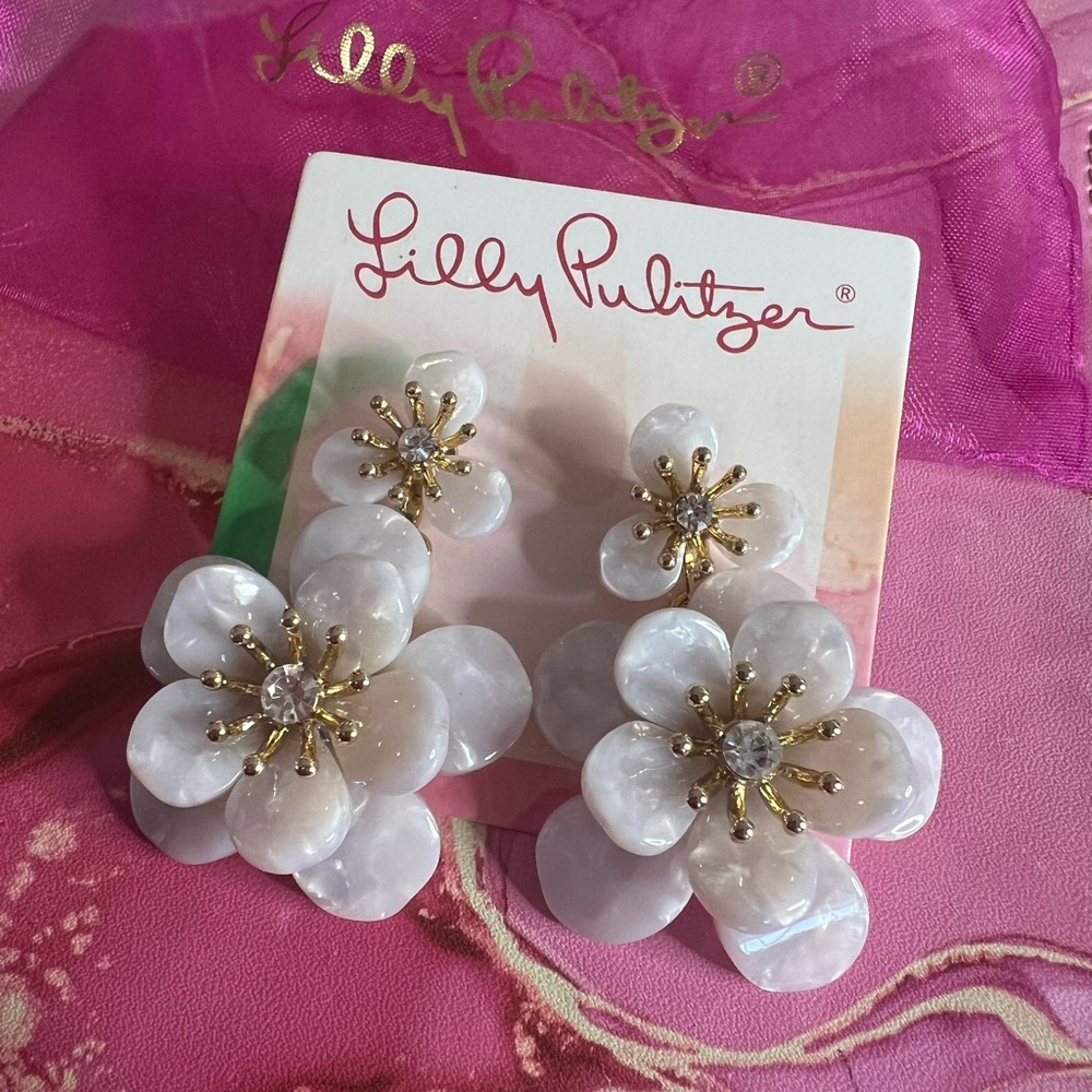 Lilly Pulitzer White Floral Earrings
